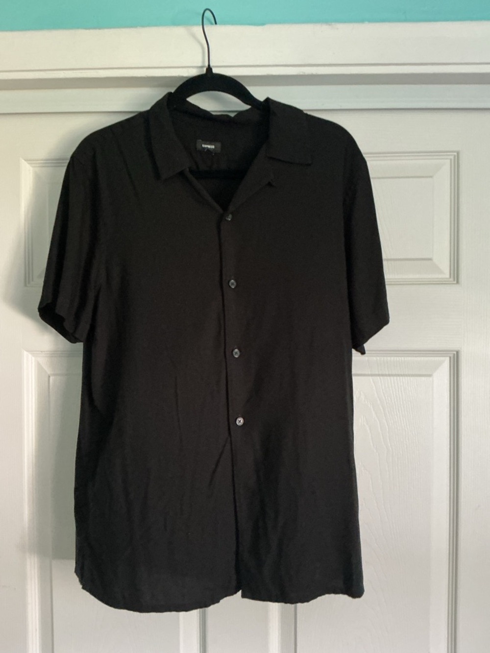 Express Black Short-Sleeve Button-Down Shirt